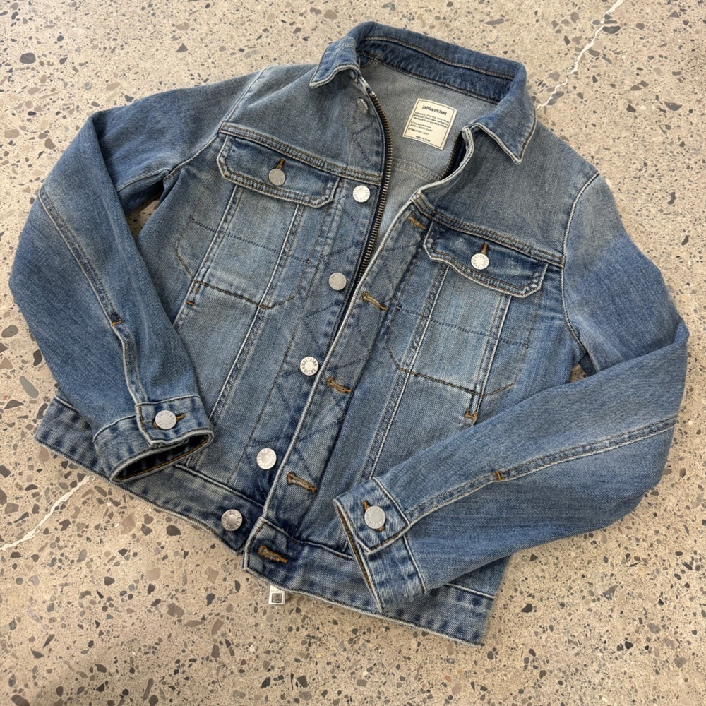 Zadig & Voltaire Kioky Denim Jean Jacket - Size XS - EUC - Medium Blue Wash - Picture 2 of 10